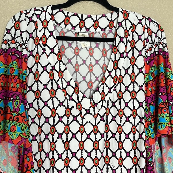 Trina Turke Women’s Venice Beach Tunic Cover Up in White Sz S Geometric Print - Picture 3 of 11